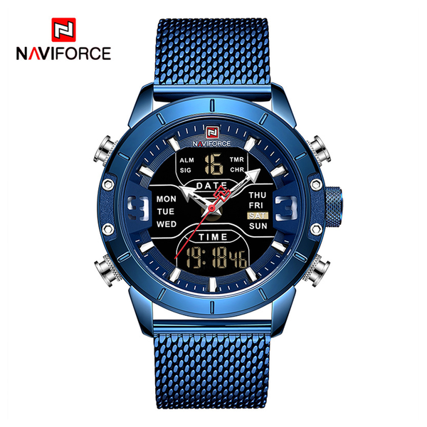 WW0878 Original Naviforce Multifunction Dual Time Mesh Chain Watch