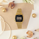 WW1367 Casio Vintage Digital Golden Ladies Chain Watch LA670WGA-1DF