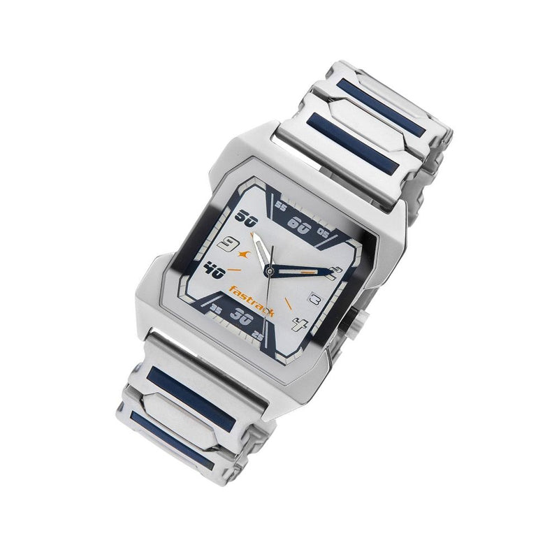 Fastrack Quartz Analog Silver Dial Stainless Steel Strap Watch - Men -  1761018988