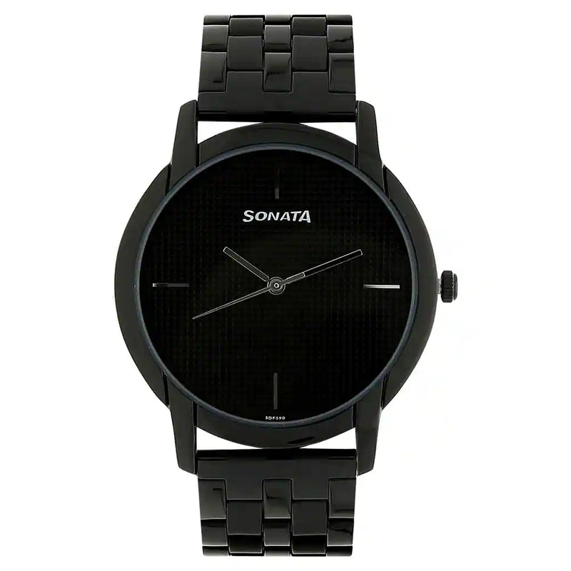 Sonata black chain watch new arrivals