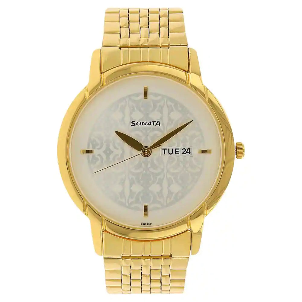 Sonata Champagne Dial Analog watch For Men-NR7007YM05 : Amazon.in: Fashion