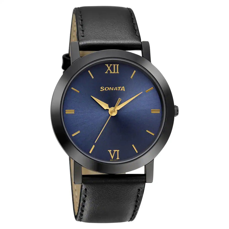 Sonata leather 2025 belt watch