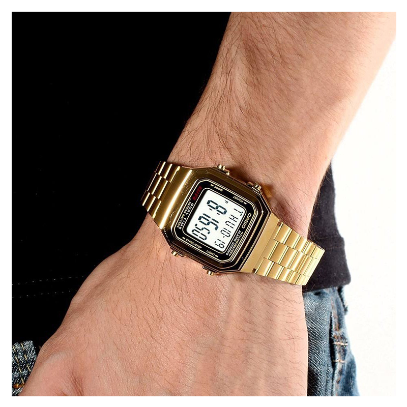 WW0726 Casio Vintage Dual Time Digital Golden Chain Watch A178WGA-1ADF