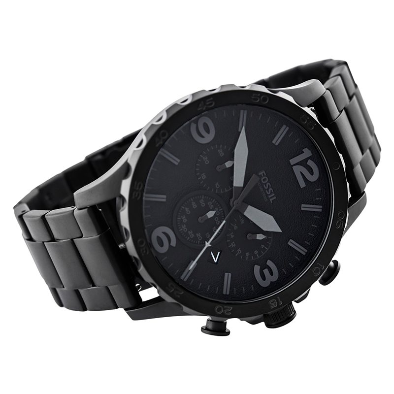 WW0264 Original Fossil Nate Chronograph Watch Best JR1401 Price Stainless at – Steel Chain Bangladesh Black in