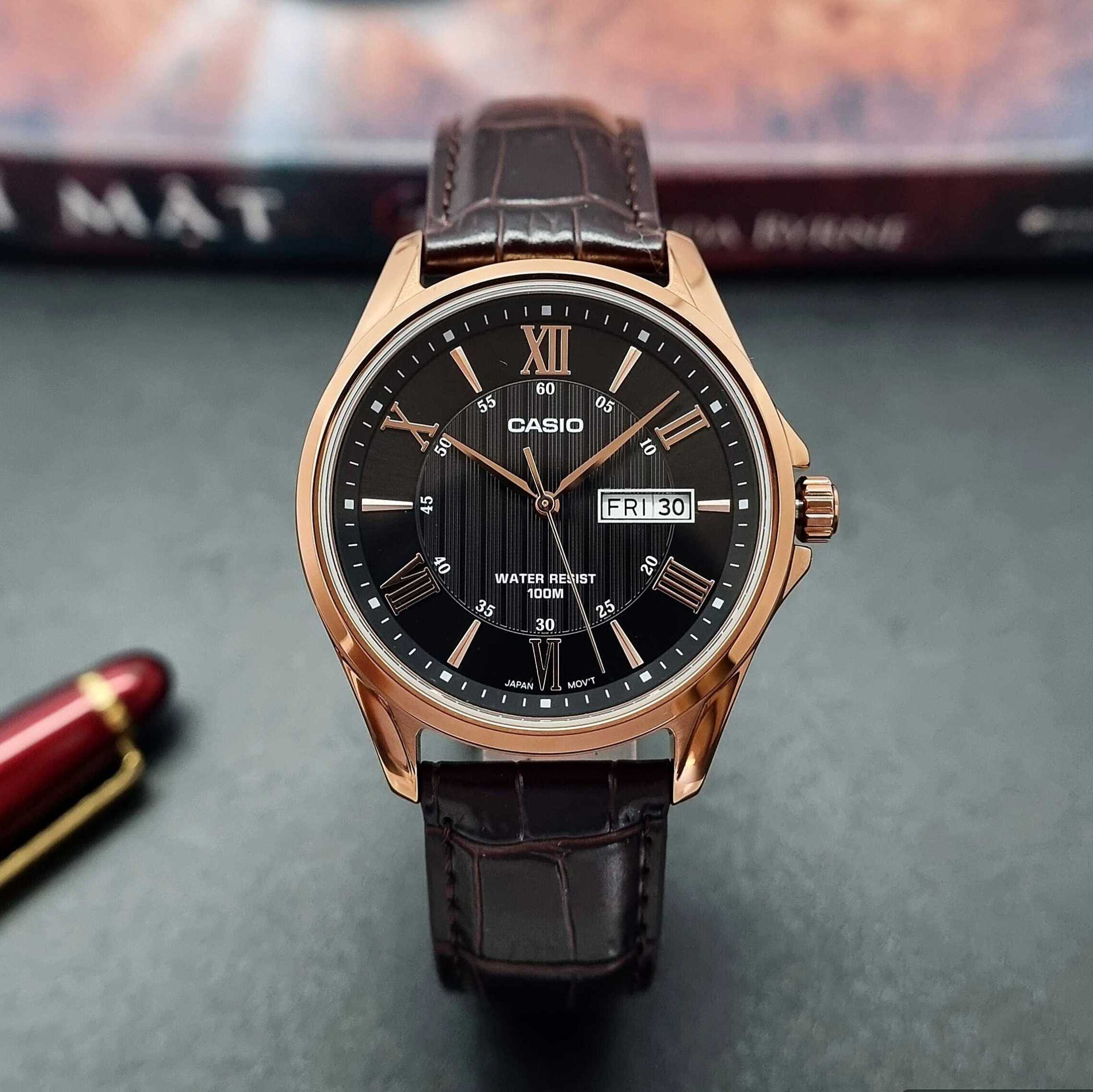 Rose Gold Casio Leather Belt Watch MTP-1384L-1AVDF Bangladesh – STYLEBUD.COM